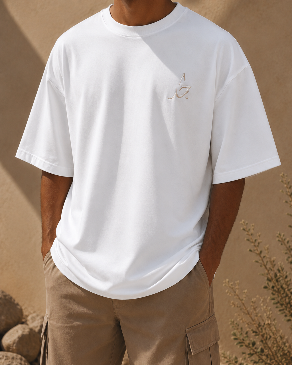 T-shirt oversize "Sabr" Blanc